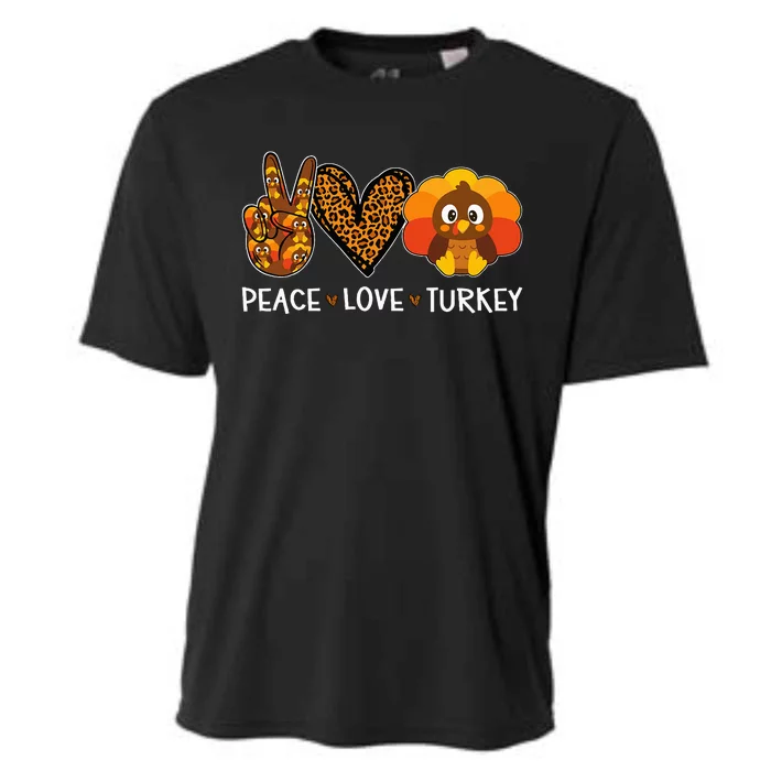 Peace Love Turkey Little Pilgrim Gift Thanksgiving Cooling Performance Crew T-Shirt