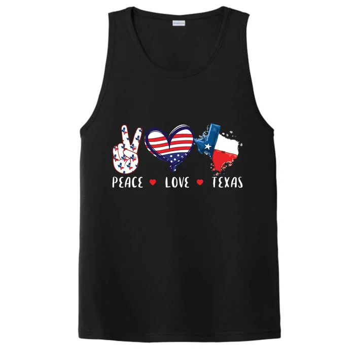 Peace Love Texas Flag Grown Souvenirs Performance Tank