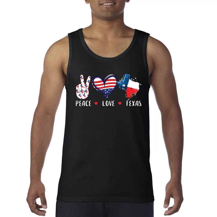 Peace Love Texas Flag Grown Souvenirs Tank Top