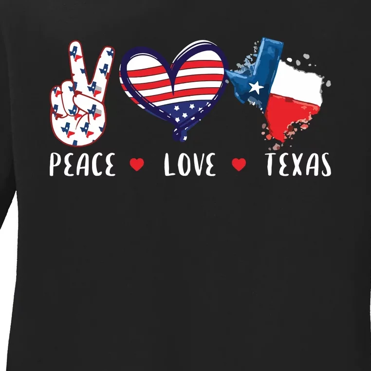 Peace Love Texas Flag Grown Souvenirs Ladies Long Sleeve Shirt