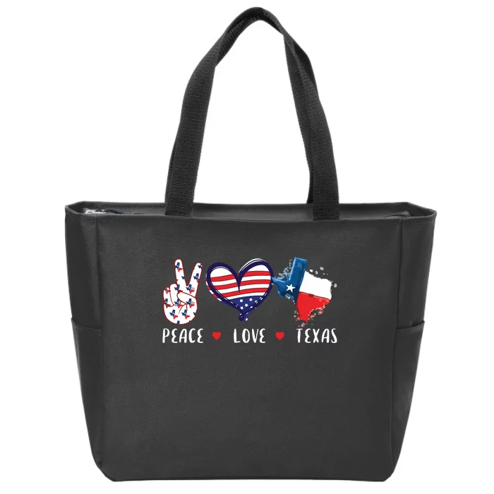 Peace Love Texas Flag Grown Souvenirs Zip Tote Bag