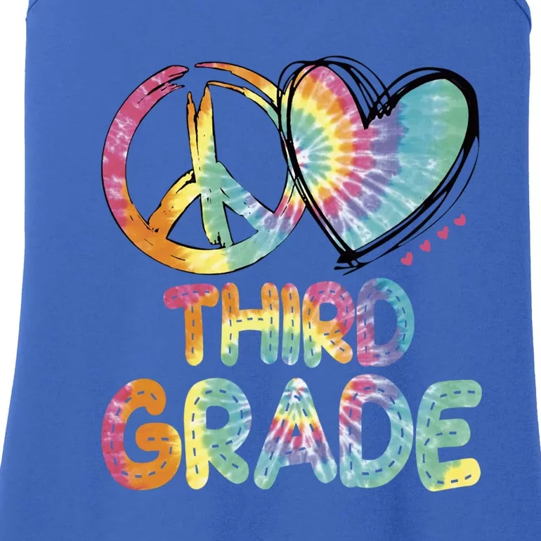 Peace Love Third Grade Funny Tie Dye Hello Third Grade Gift Ladies Essential Tank