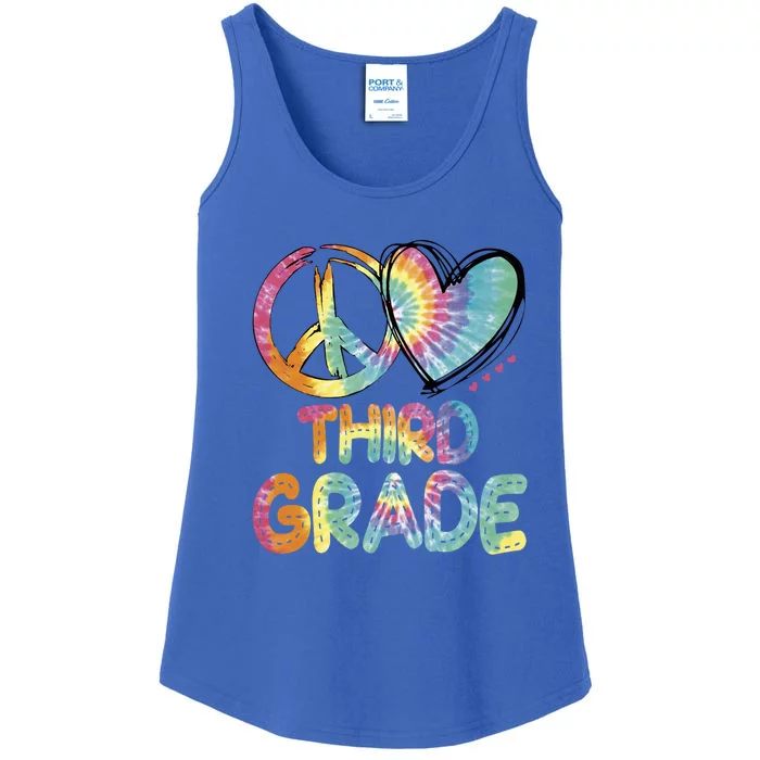 Peace Love Third Grade Funny Tie Dye Hello Third Grade Gift Ladies Essential Tank