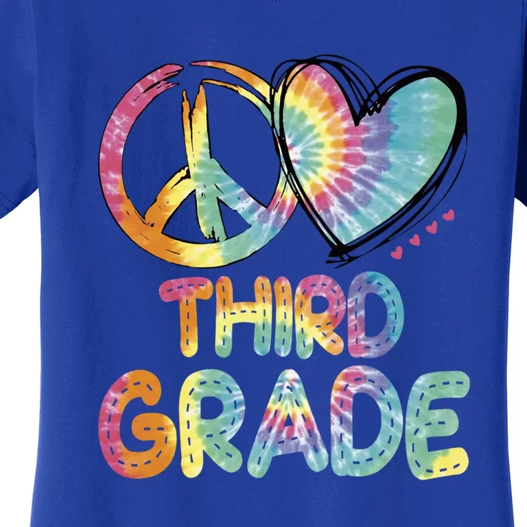 Peace Love Third Grade Funny Tie Dye Hello Third Grade Gift Women's T-Shirt