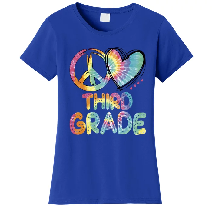 Peace Love Third Grade Funny Tie Dye Hello Third Grade Gift Women's T-Shirt