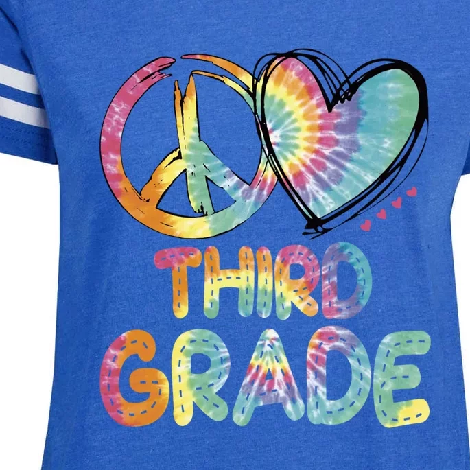 Peace Love Third Grade Funny Tie Dye Hello Third Grade Gift Enza Ladies Jersey Football T-Shirt