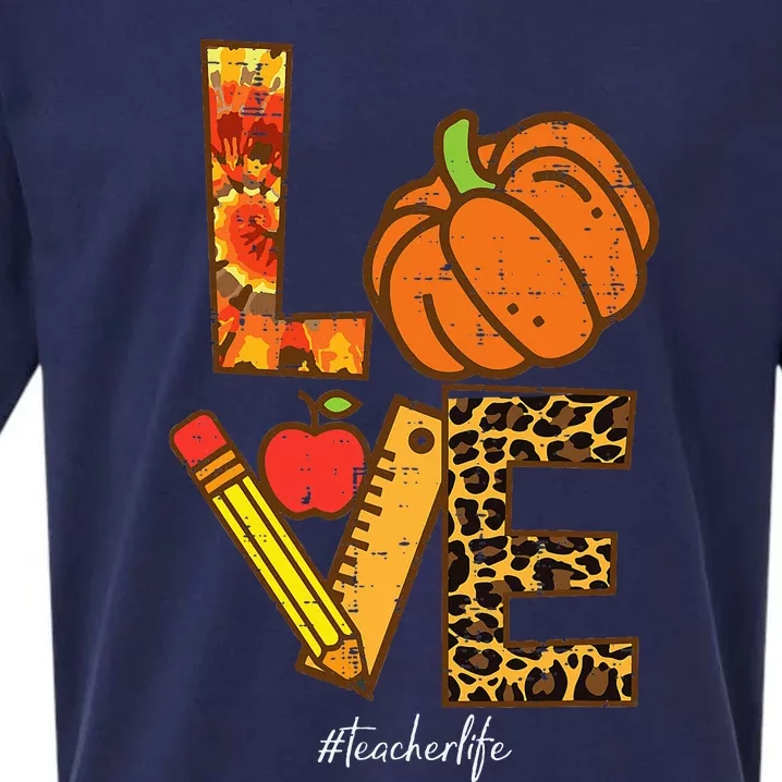 Pumpkin Love Teacher Life Thanksgiving Fall Sueded Cloud Jersey T-Shirt