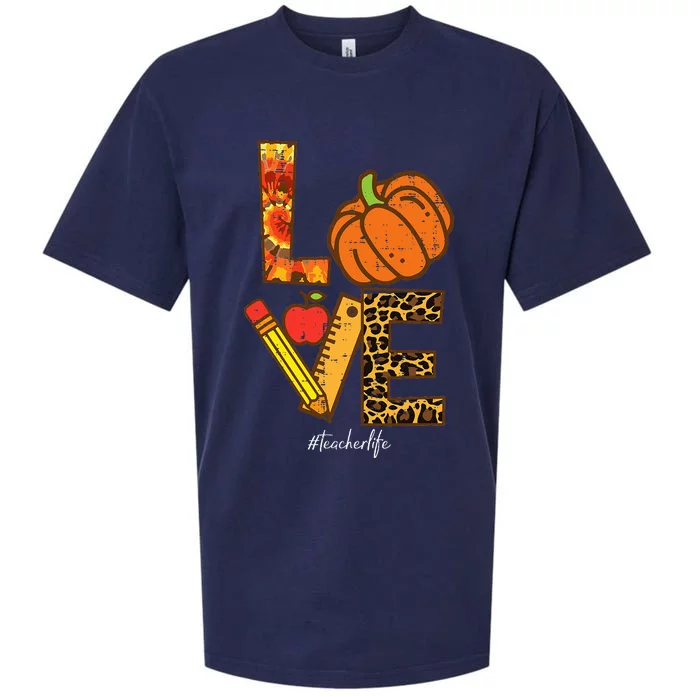 Pumpkin Love Teacher Life Thanksgiving Fall Sueded Cloud Jersey T-Shirt