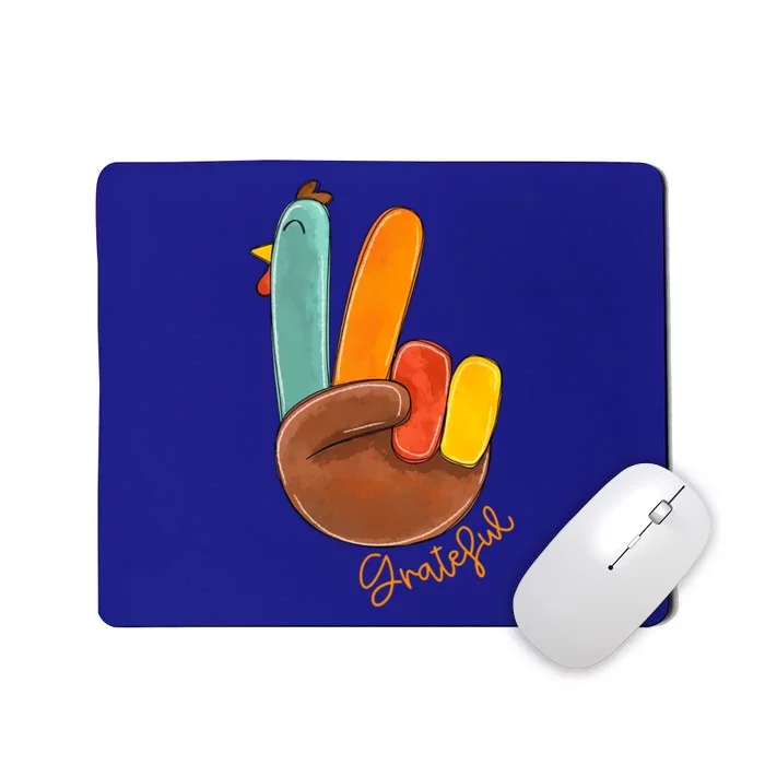 Peace Love Turkey Grateful Turkey Hand Sign Thanksgiving Gift Mousepad