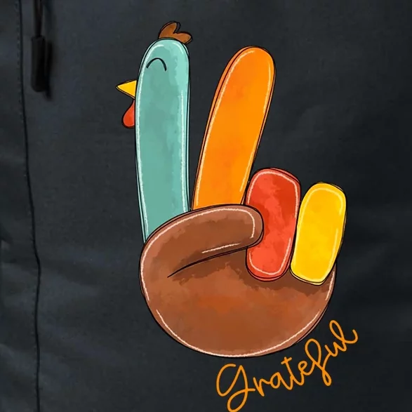 Peace Love Turkey Grateful Turkey Hand Sign Thanksgiving Gift Daily Commute Backpack