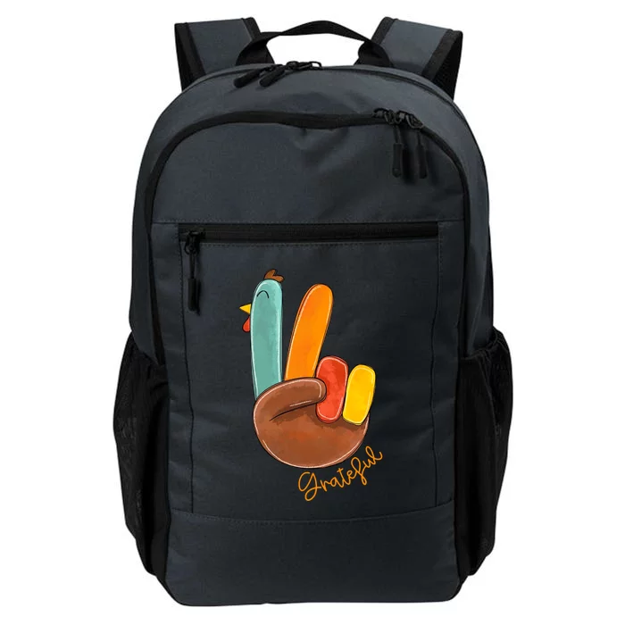 Peace Love Turkey Grateful Turkey Hand Sign Thanksgiving Gift Daily Commute Backpack