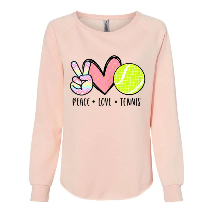 Peace Love Tennis Cute For Teen Little Girl Womens California Wash Sweatshirt