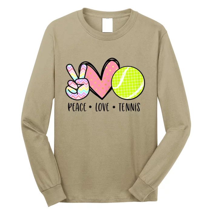 Peace Love Tennis Cute For Teen Little Girl Long Sleeve Shirt