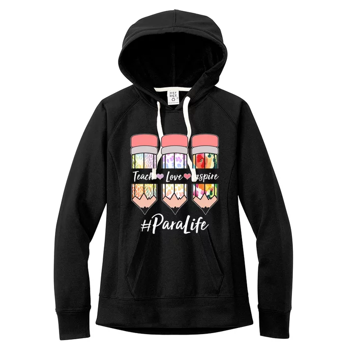 #Para Life Teach Love Inspire Cute Colorful Pencils Women's Fleece Hoodie