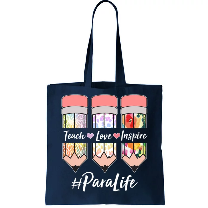 #Para Life Teach Love Inspire Cute Colorful Pencils Tote Bag