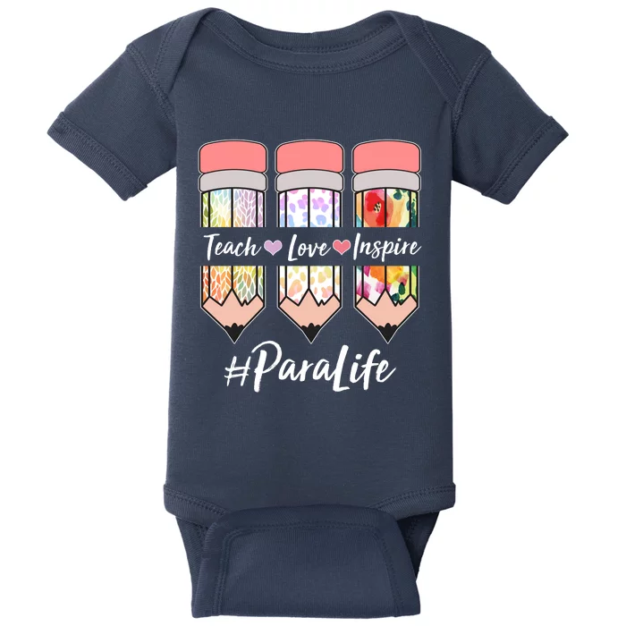 #Para Life Teach Love Inspire Cute Colorful Pencils Baby Bodysuit