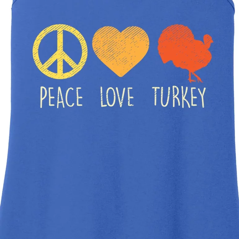 Peace Love Turkey Funny Thanksgiving Day Hippie Hippy Gift Ladies Essential Tank