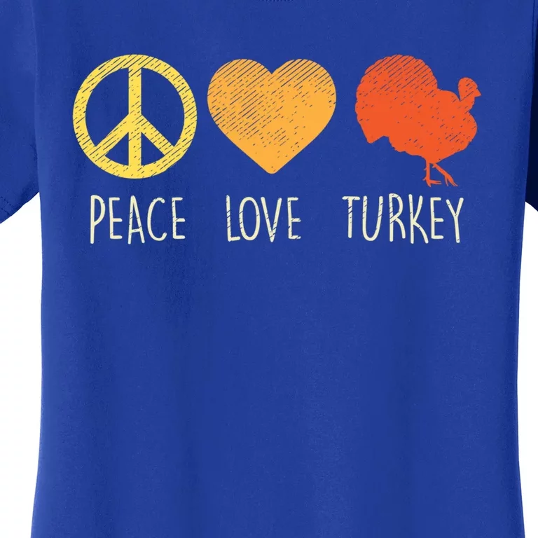 Peace Love Turkey Funny Thanksgiving Day Hippie Hippy Gift Women's T-Shirt