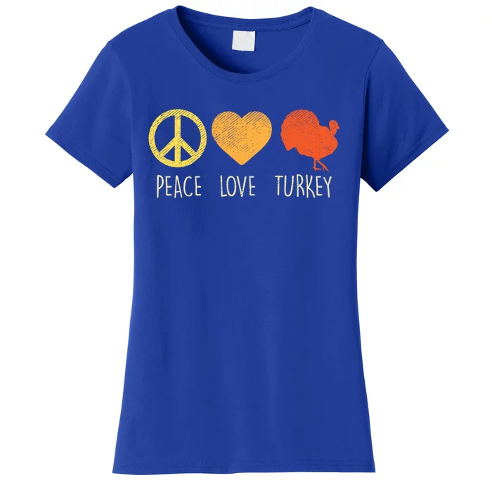 Peace Love Turkey Funny Thanksgiving Day Hippie Hippy Gift Women's T-Shirt