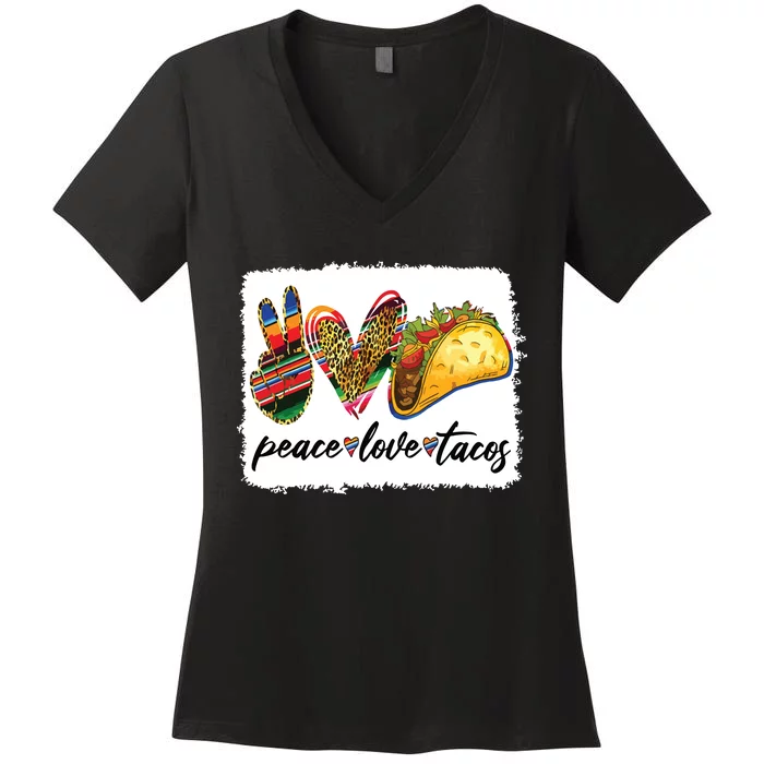 Peace Love Tacos Cute Taco Tuesday Mexican Food Lovers Women's V-Neck T-Shirt