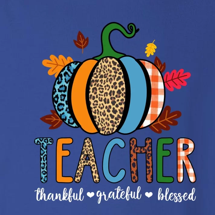 Pumpkin Leopard Teacher Thankful Grateful Blessed Gift Toddler Long Sleeve Shirt