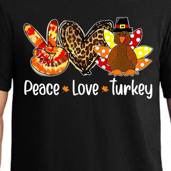 Peace Love Turkey Pumpkin Gobble Turkey Thanksgiving Pajama Set