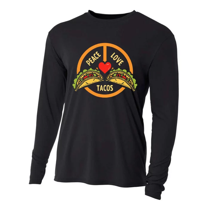 Peace Love Tacos Cinco De Mayo Mexican Fiesta Hippie Heart Cooling Performance Long Sleeve Crew