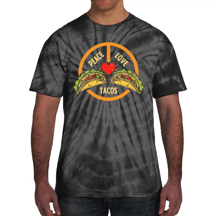 Peace Love Tacos Cinco De Mayo Mexican Fiesta Hippie Heart Tie-Dye T-Shirt