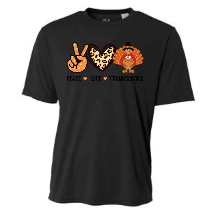 Peace Love Thanksgiving Fun Turkey Family Gift Cooling Performance Crew T-Shirt