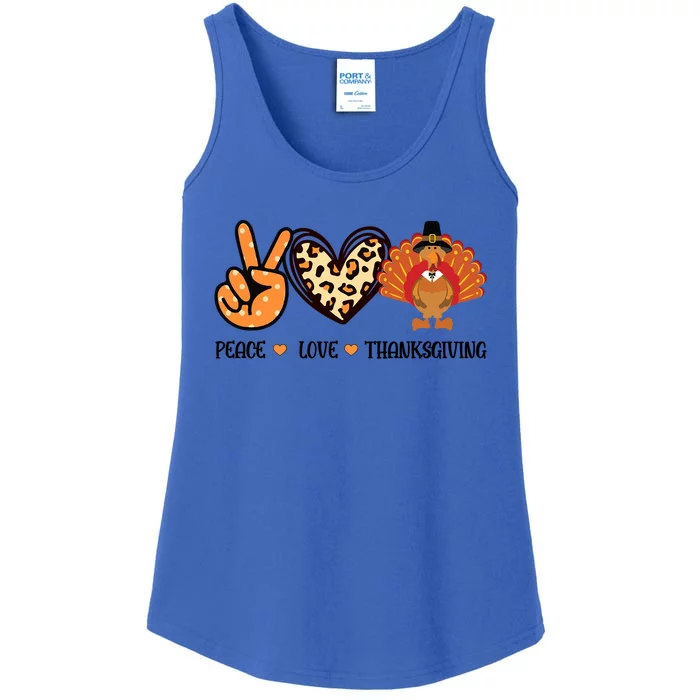 Peace Love Thanksgiving Fun Turkey Family Gift Ladies Essential Tank