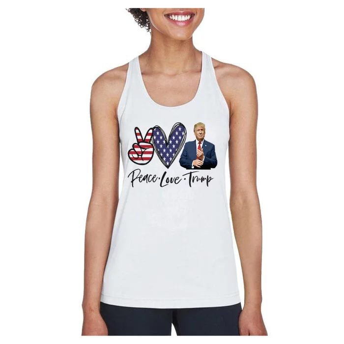 Peace Love Trump Funny Trump Girl Women's Racerback Tank