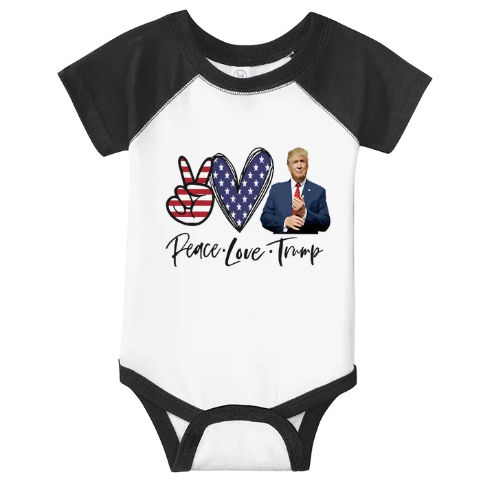 Peace Love Trump Funny Trump Girl Infant Baby Jersey Bodysuit