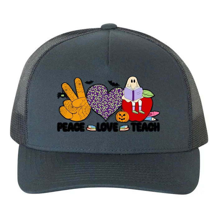 Peace Love Teach Teacher Halloween Costume For Men Gift Yupoong Adult 5-Panel Trucker Hat