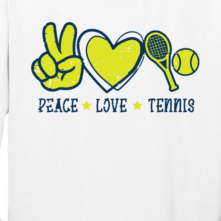 Peace Love Tennis Cool Player Coach Hippie Long Sleeve Shirt