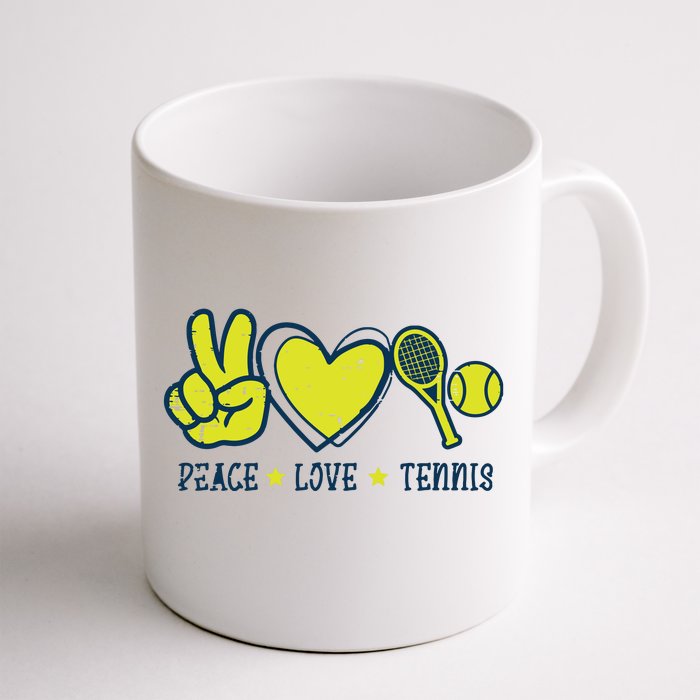 Peace Love Tennis Cool Player Coach Hippie Front & Back Coffee Mug