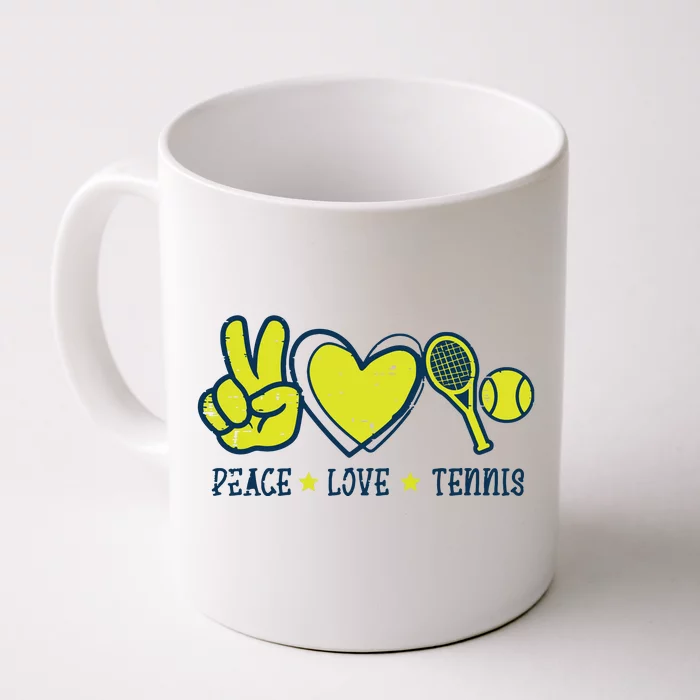 Peace Love Tennis Cool Player Coach Hippie Front & Back Coffee Mug