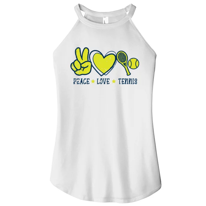 Peace Love Tennis Cool Player Coach Hippie Women’s Perfect Tri Rocker Tank