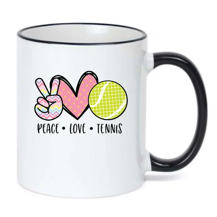 Peace Love Tennis Cute Design Black Color Changing Mug