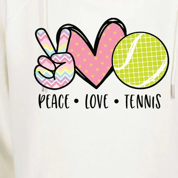 Peace Love Tennis Cute Design Womens Funnel Neck Pullover Hood