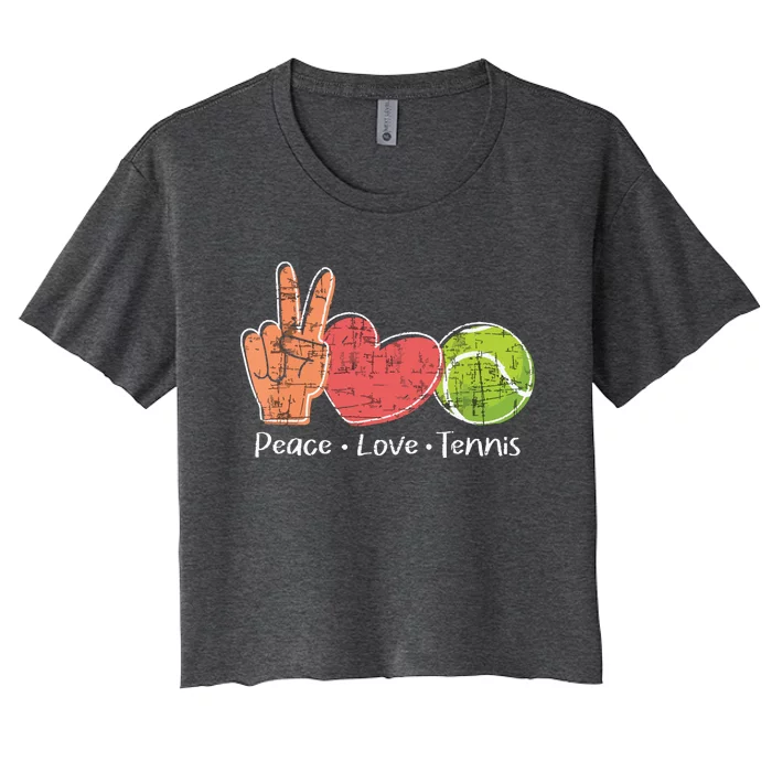 Peace Love Tennis Tournament Player Women's Crop Top Tee