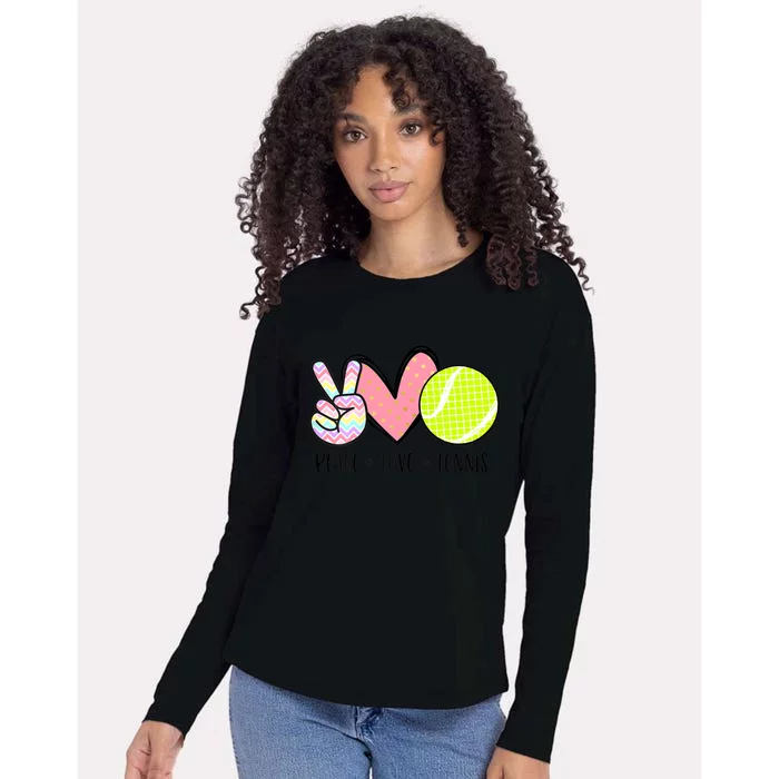 Peace Love Tennis Cute Design Gift For Women Ns Little Girls Gifts Womens Cotton Relaxed Long Sleeve T-Shirt