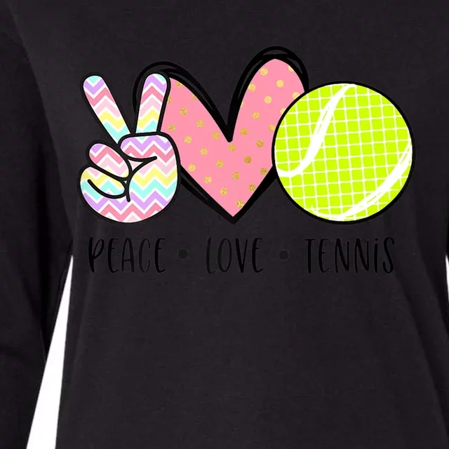 Peace Love Tennis Cute Design Gift For Women Ns Little Girls Gifts Womens Cotton Relaxed Long Sleeve T-Shirt