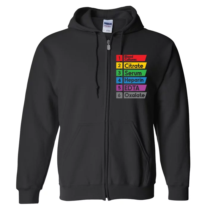 Phlebotomy Lab Technician Order Of Draw Phlebotomist Full Zip Hoodie