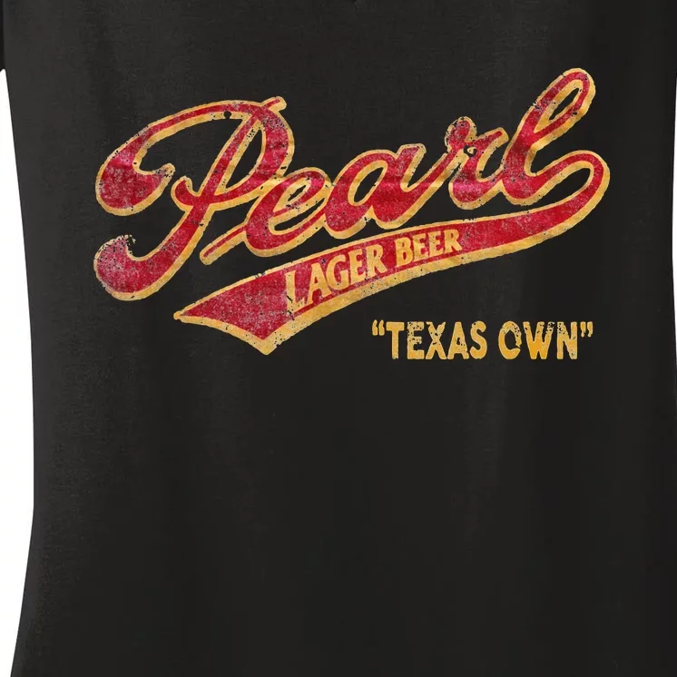 Pearl Lager Texas Beer Women's V-Neck T-Shirt