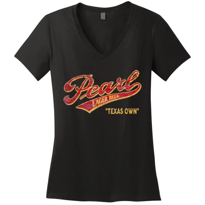 Pearl Lager Texas Beer Women's V-Neck T-Shirt