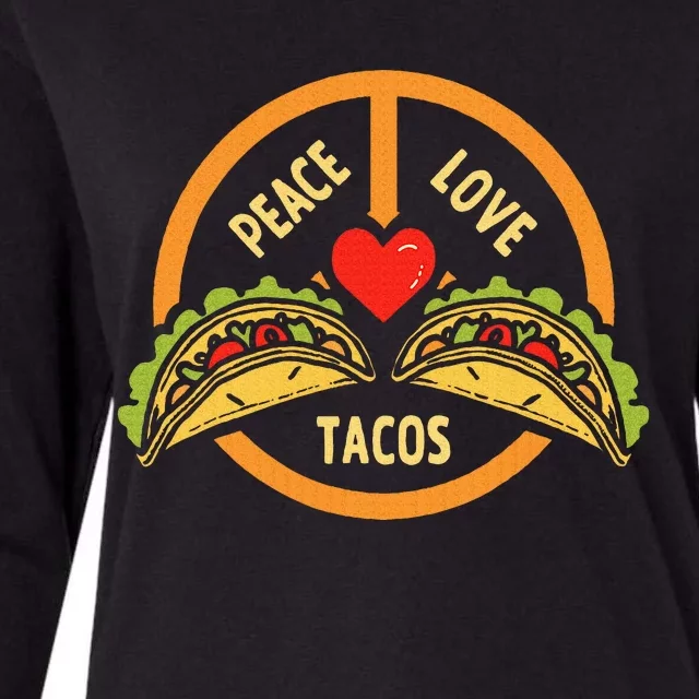 Peace Love Tacos Cinco De Mayo Mexican Fiesta Womens Cotton Relaxed Long Sleeve T-Shirt