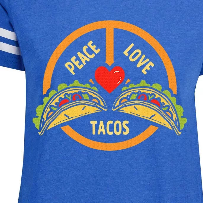 Peace Love Tacos Cinco De Mayo Mexican Fiesta Enza Ladies Jersey Football T-Shirt