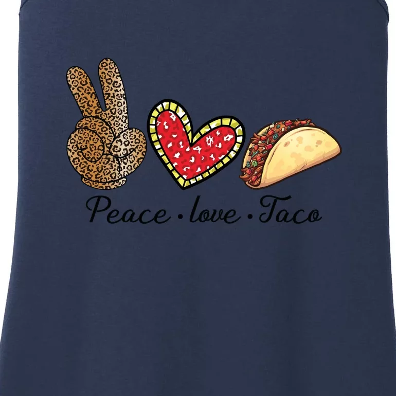 Peace Love Tacos Cinco De Mayo Fiesta Mexican Hippie Women Ladies Essential Tank