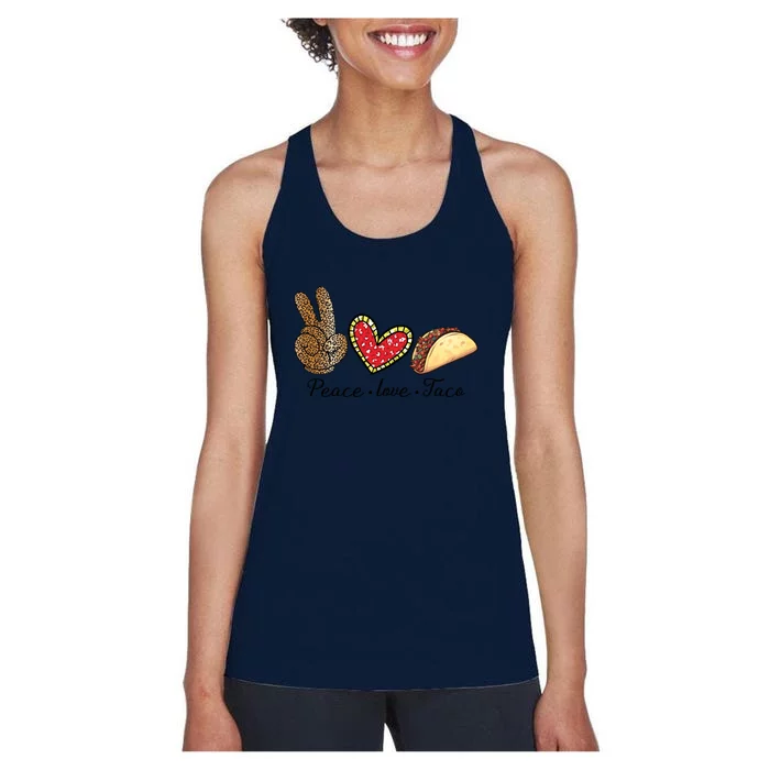 Peace Love Tacos Cinco De Mayo Fiesta Mexican Hippie Women Women's Racerback Tank