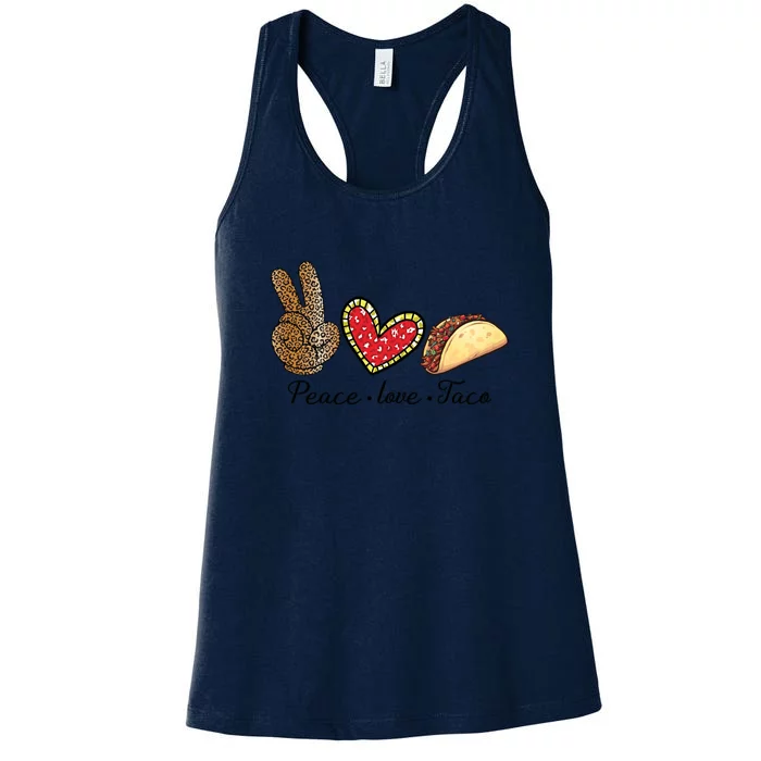 Peace Love Tacos Cinco De Mayo Fiesta Mexican Hippie Women Women's Racerback Tank